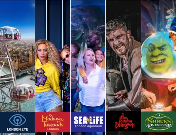 London's iconic attractions with logos