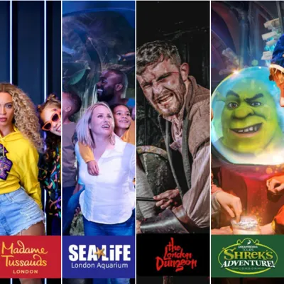 London's iconic attractions with logos