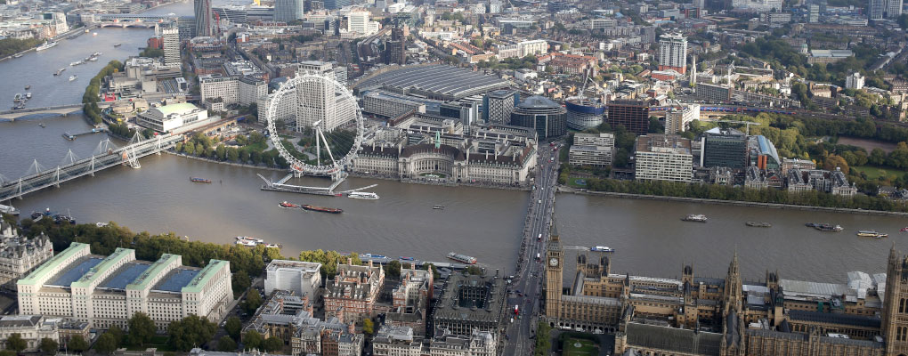 London Eye On River Thames From Above